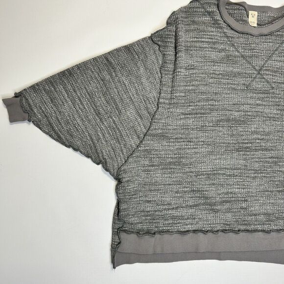 We the Free People Thermal Waffle Knit Top Shirt Size Small Gray Oversized - Picture 2 of 12